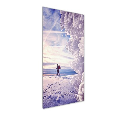 Cuadro de vidrio templado 4mm para pared vertical Esquiador