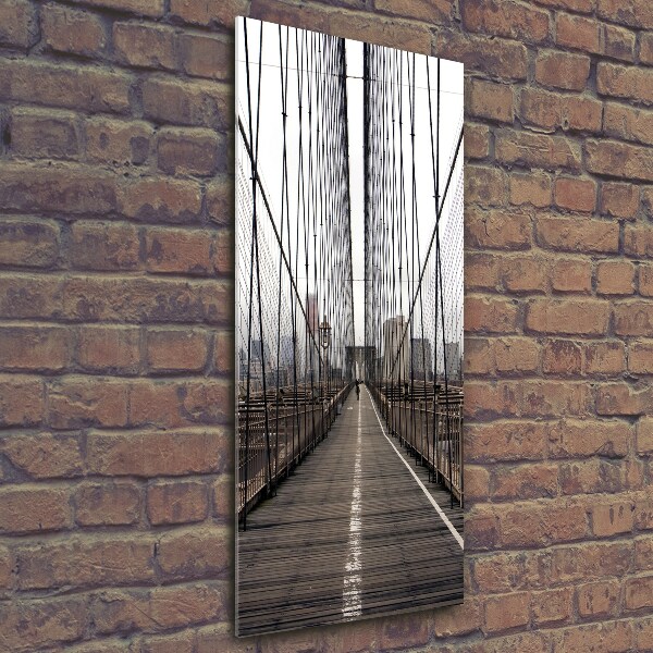 Cuadro de cristal moderno efecto brillo vertical Puente de Brooklyn