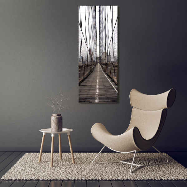 Cuadro de cristal moderno efecto brillo vertical Puente de Brooklyn