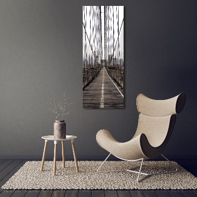 Cuadro de cristal moderno efecto brillo vertical Puente de Brooklyn