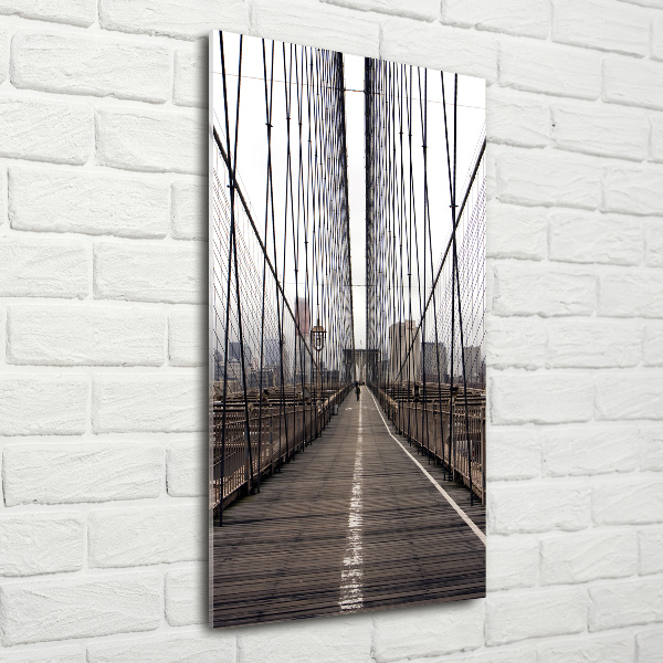 Cuadro de cristal moderno efecto brillo vertical Puente de Brooklyn