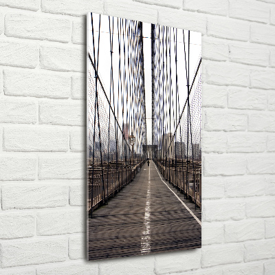 Cuadro de cristal moderno efecto brillo vertical Puente de Brooklyn