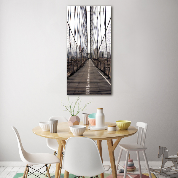 Cuadro de cristal moderno efecto brillo vertical Puente de Brooklyn