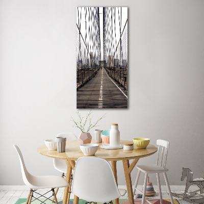 Cuadro de cristal moderno efecto brillo vertical Puente de Brooklyn