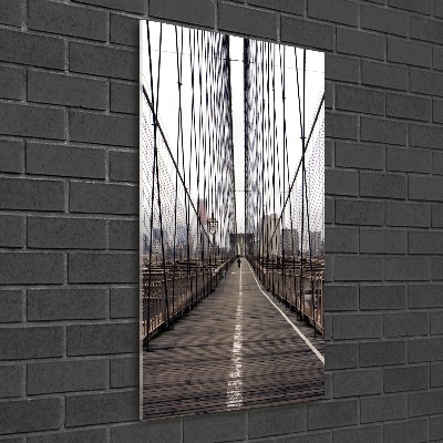 Cuadro de cristal moderno efecto brillo vertical Puente de Brooklyn