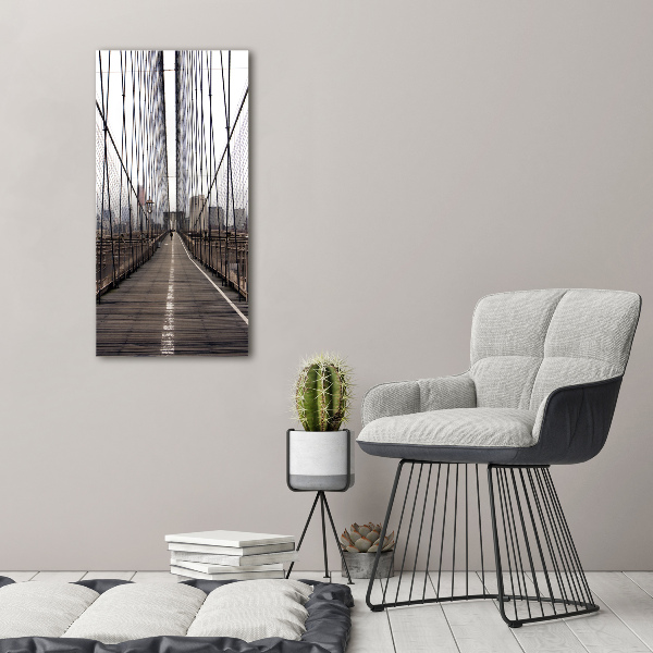 Cuadro de cristal moderno efecto brillo vertical Puente de Brooklyn