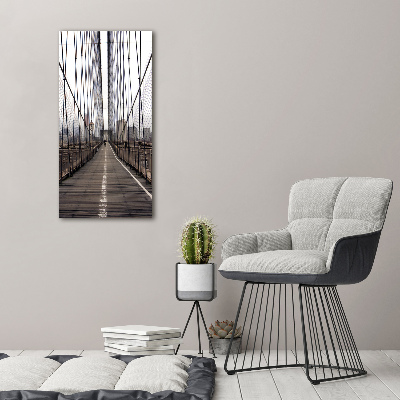 Cuadro de cristal moderno efecto brillo vertical Puente de Brooklyn