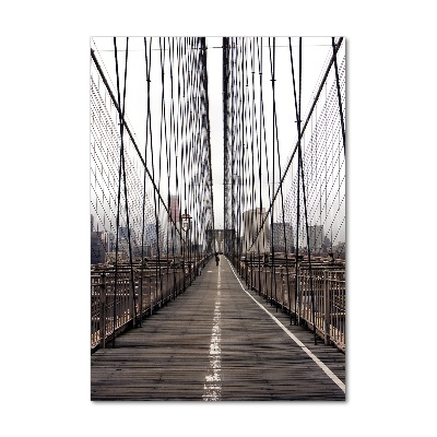 Cuadro de cristal moderno efecto brillo vertical Puente de Brooklyn