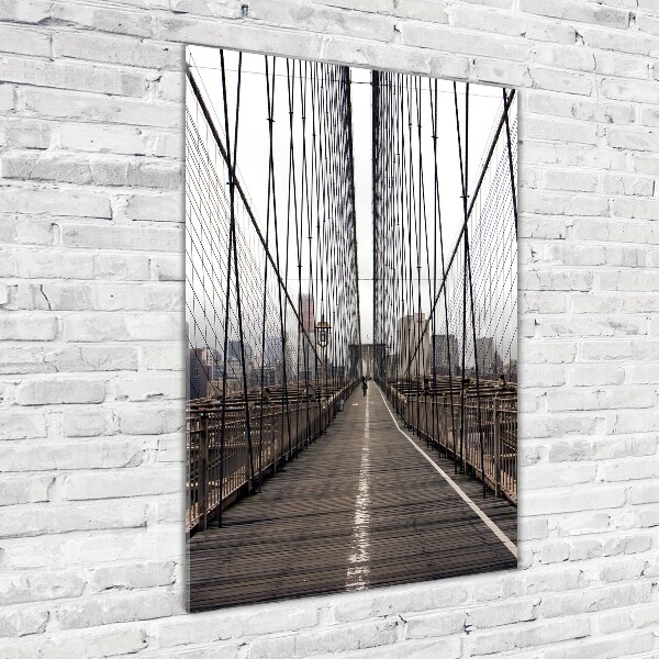 Cuadro de cristal moderno efecto brillo vertical Puente de Brooklyn