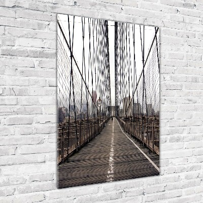 Cuadro de cristal moderno efecto brillo vertical Puente de Brooklyn