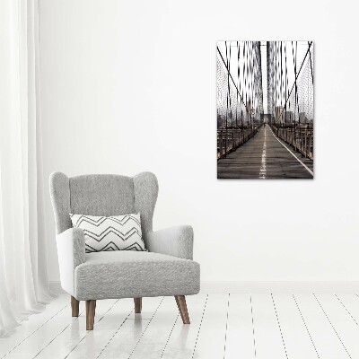 Cuadro de cristal moderno efecto brillo vertical Puente de Brooklyn