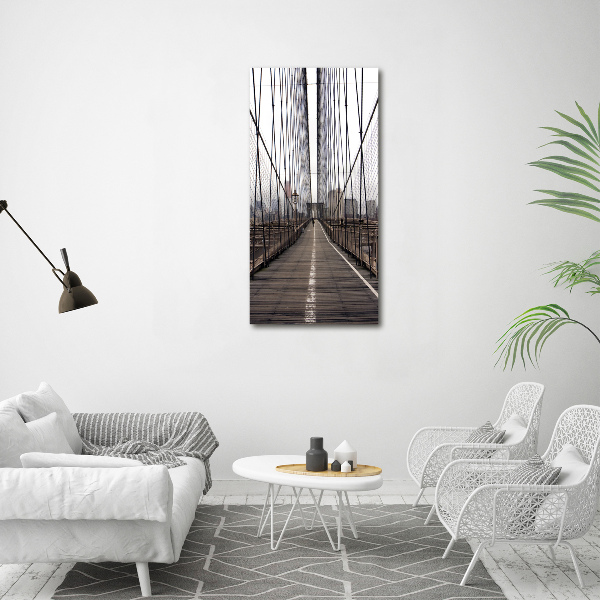 Cuadro de cristal moderno efecto brillo vertical Puente de Brooklyn