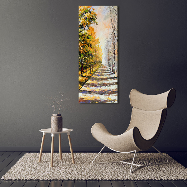 Fotocuadro de cristal elegante para hogar vertical Invierno y otoño