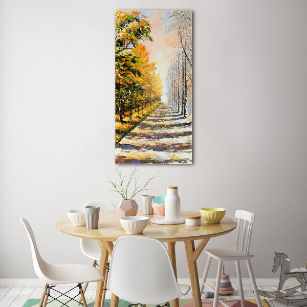 Fotocuadro de cristal elegante para hogar vertical Invierno y otoño