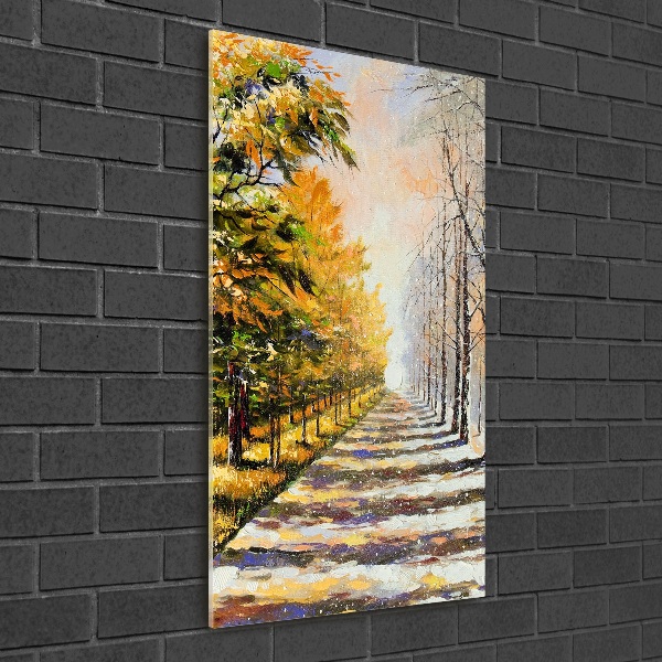 Fotocuadro de cristal elegante para hogar vertical Invierno y otoño