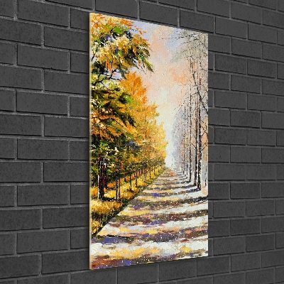 Fotocuadro de cristal elegante para hogar vertical Invierno y otoño