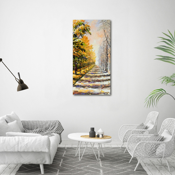 Fotocuadro de cristal elegante para hogar vertical Invierno y otoño
