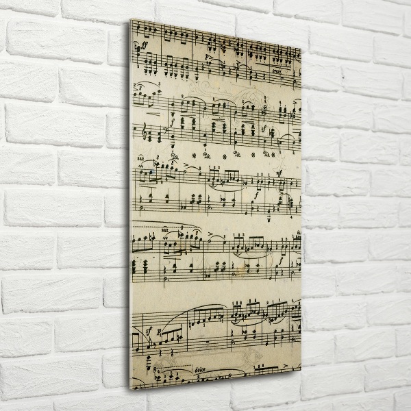 Fotocuadro de cristal elegante para hogar vertical Notas sobre un pentagrama