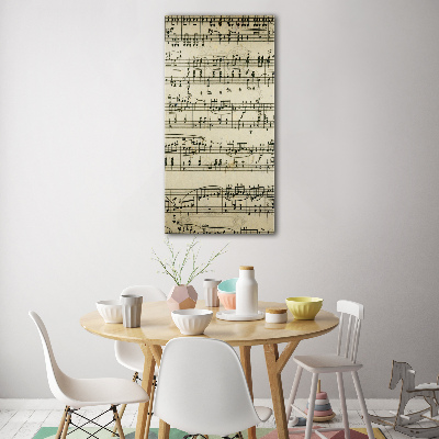 Fotocuadro de cristal elegante para hogar vertical Notas sobre un pentagrama