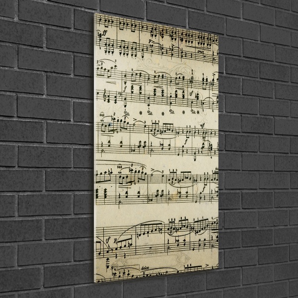 Fotocuadro de cristal elegante para hogar vertical Notas sobre un pentagrama