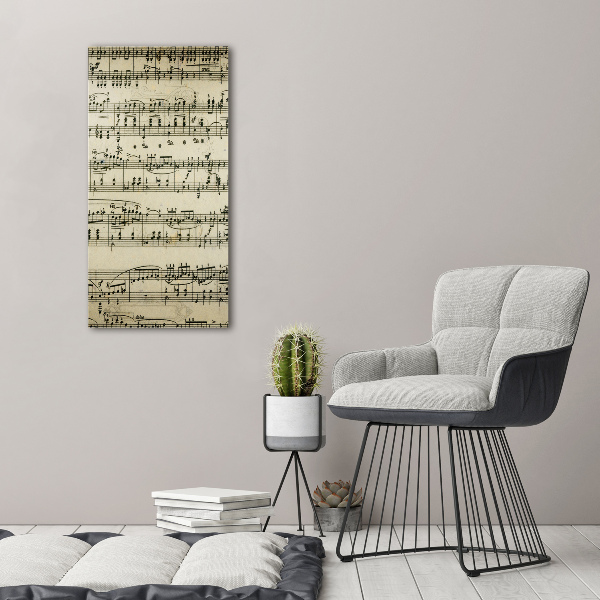 Fotocuadro de cristal elegante para hogar vertical Notas sobre un pentagrama