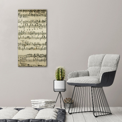 Fotocuadro de cristal elegante para hogar vertical Notas sobre un pentagrama