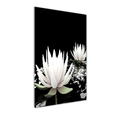 Cuadro decorativo en cristal con canto pulido vertical flor de loto