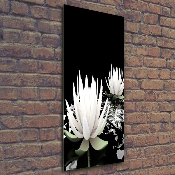 Cuadro decorativo en cristal con canto pulido vertical flor de loto