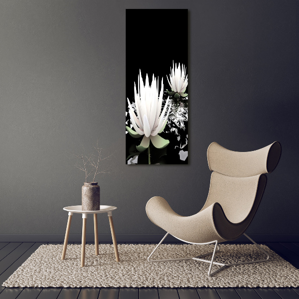 Cuadro decorativo en cristal con canto pulido vertical flor de loto