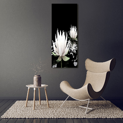 Cuadro decorativo en cristal con canto pulido vertical flor de loto