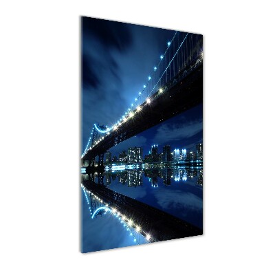 Cuadro decorativo en cristal con canto pulido vertical Manhattan Nueva York