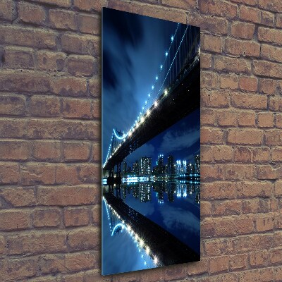 Cuadro decorativo en cristal con canto pulido vertical Manhattan Nueva York