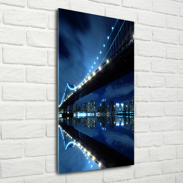 Cuadro decorativo en cristal con canto pulido vertical Manhattan Nueva York