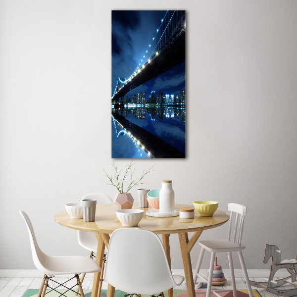 Cuadro decorativo en cristal con canto pulido vertical Manhattan Nueva York