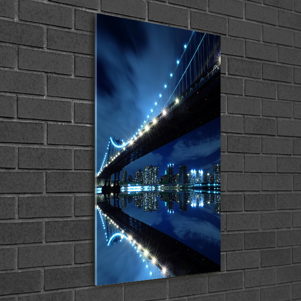 Cuadro decorativo en cristal con canto pulido vertical Manhattan Nueva York