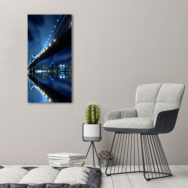 Cuadro decorativo en cristal con canto pulido vertical Manhattan Nueva York