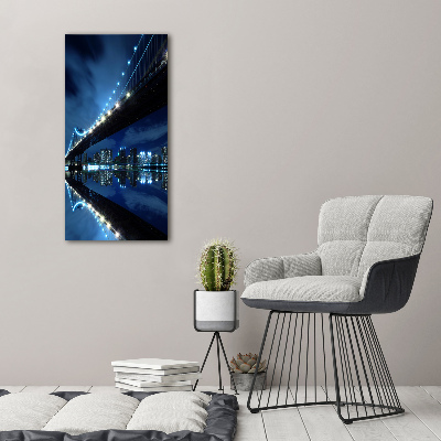Cuadro decorativo en cristal con canto pulido vertical Manhattan Nueva York