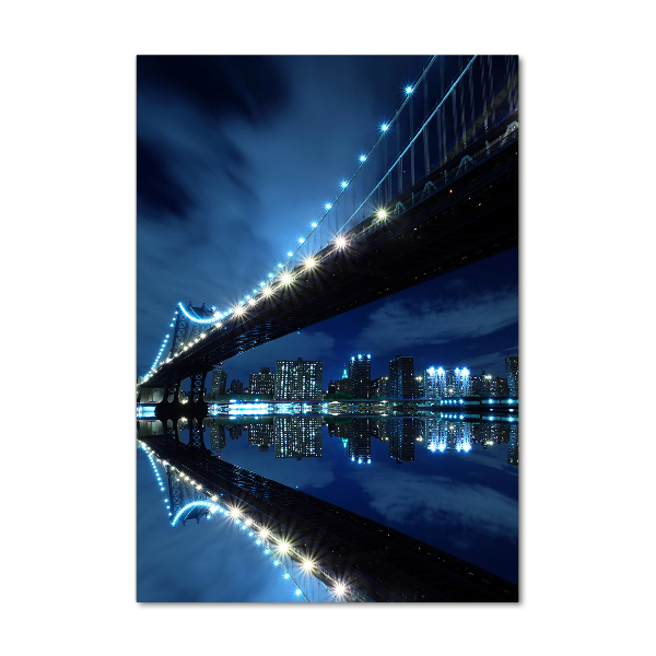 Cuadro decorativo en cristal con canto pulido vertical Manhattan Nueva York