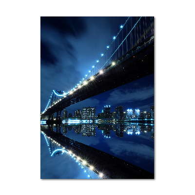Cuadro decorativo en cristal con canto pulido vertical Manhattan Nueva York