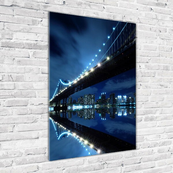 Cuadro decorativo en cristal con canto pulido vertical Manhattan Nueva York