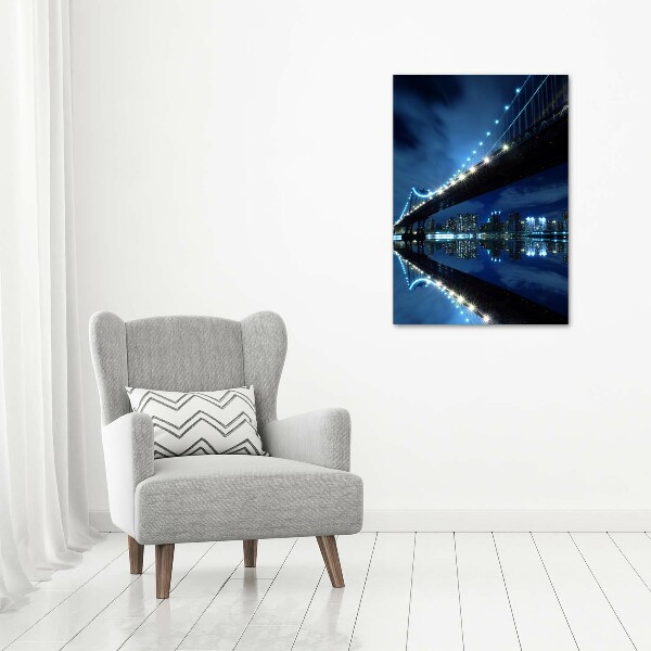 Cuadro decorativo en cristal con canto pulido vertical Manhattan Nueva York