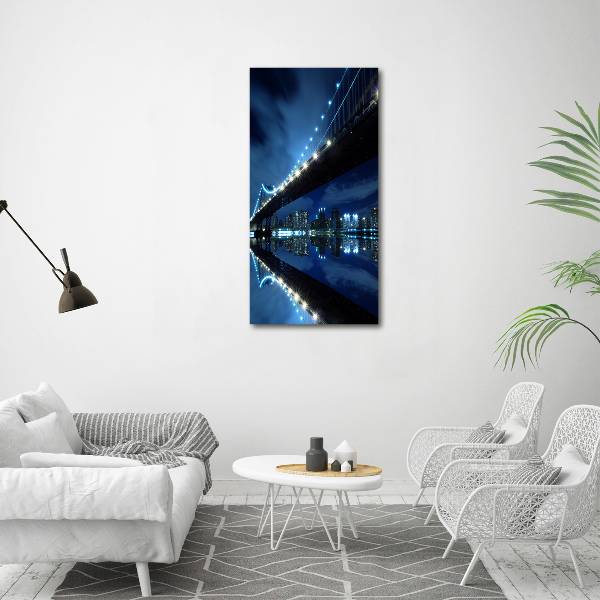 Cuadro decorativo en cristal con canto pulido vertical Manhattan Nueva York