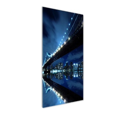 Cuadro decorativo en cristal con canto pulido vertical Manhattan Nueva York
