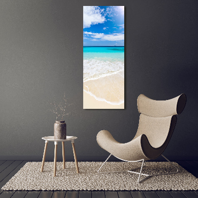 Cuadro de cristal moderno efecto brillo vertical Playa tropical