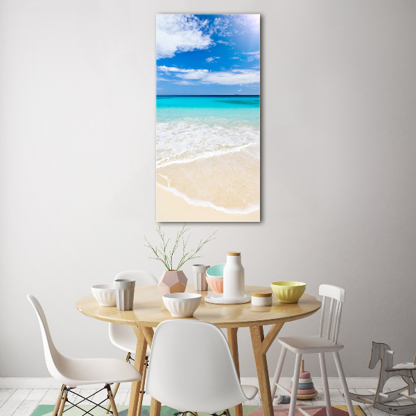 Cuadro de cristal moderno efecto brillo vertical Playa tropical