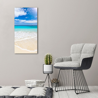 Cuadro de cristal moderno efecto brillo vertical Playa tropical