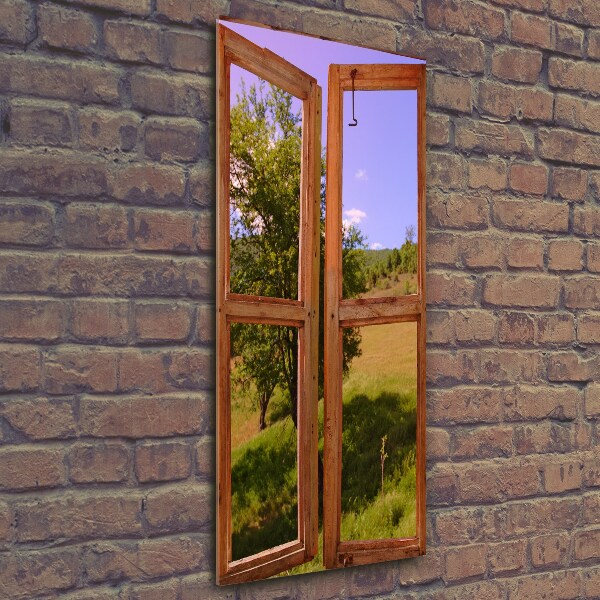 Cuadro decorativo en cristal con canto pulido vertical El paisaje fuera de la ventana