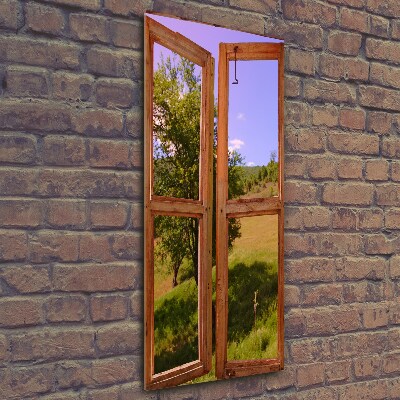 Cuadro decorativo en cristal con canto pulido vertical El paisaje fuera de la ventana