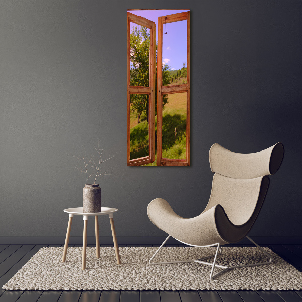 Cuadro decorativo en cristal con canto pulido vertical El paisaje fuera de la ventana