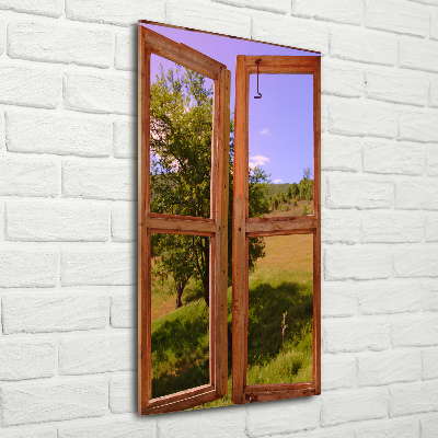 Cuadro decorativo en cristal con canto pulido vertical El paisaje fuera de la ventana